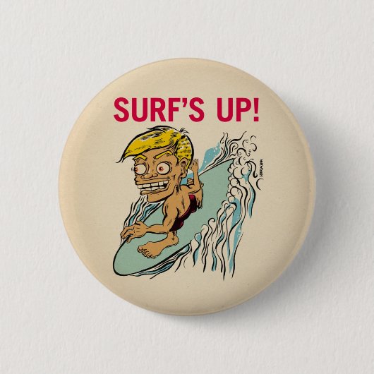 Surf is omhoog! Knoop Ronde Button 5,7 Cm (Voorkant)
