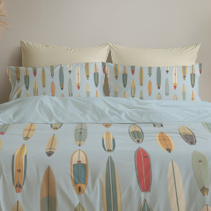 Surf Life - Retro Kust Blauwe Surfplank Print Kussensloop