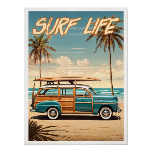 Surf Live Poster woody station wagon (Devant)