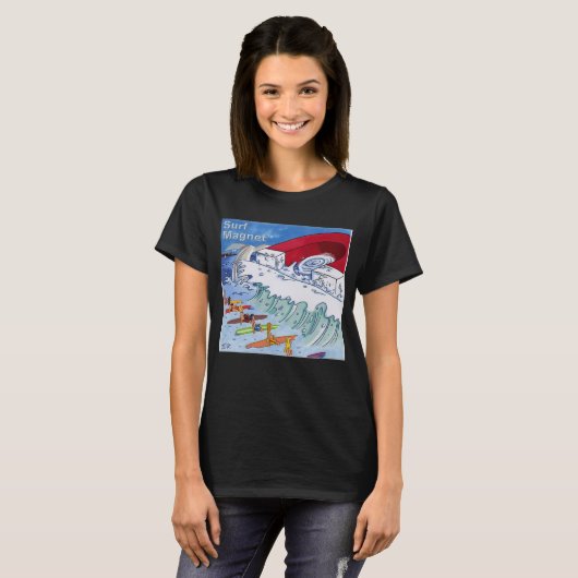 Surf Magnet dames zwart T-shirt (Voorkant volledig)