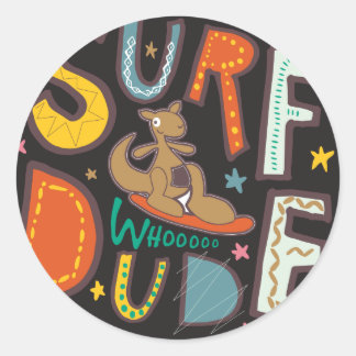 Surf Man Ronde Sticker