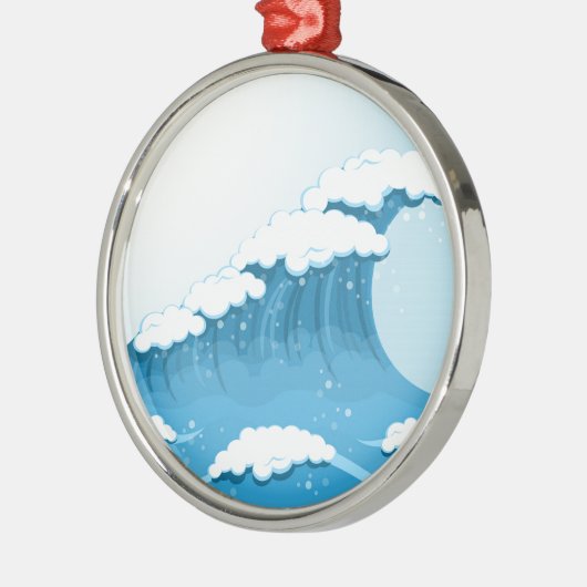 Surf met blauwe golven en oceaan metalen ornament (Links)