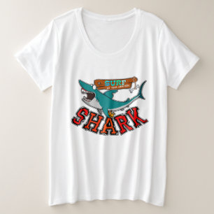 Surf met haai grote maat t-shirt