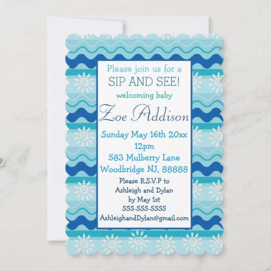 Surf 'N Sun Nautical Baby Sip and See Kaart (Voorkant)