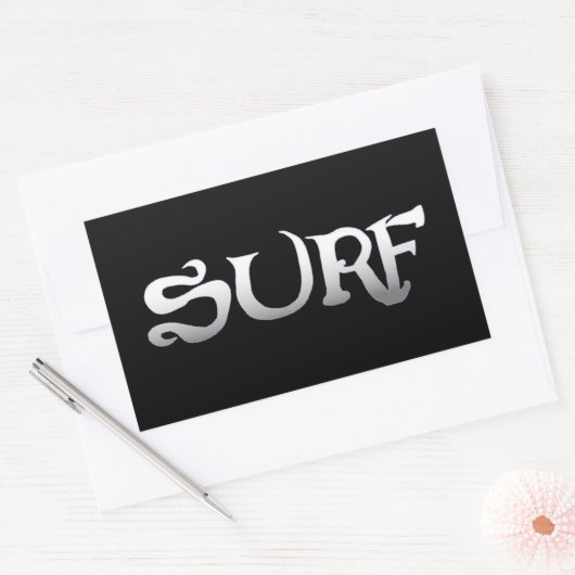 Surf noir grand rectangle gros stickers (Enveloppe)