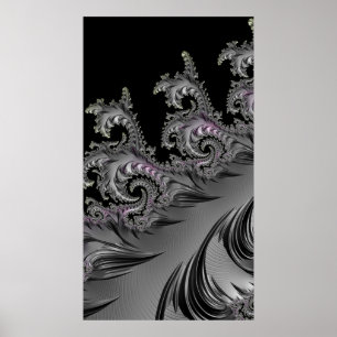 Surf omhoog! Gunmetal Grey Fractal Abstact Art Poster
