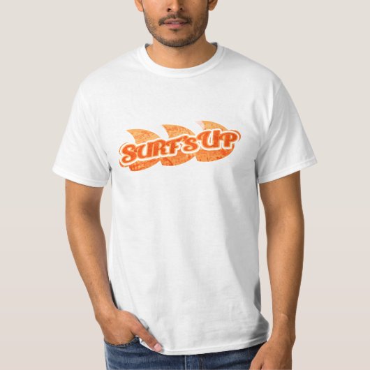 Surf omhoog mannen heldere oranje golven op wit t- t-shirt (Voorkant)
