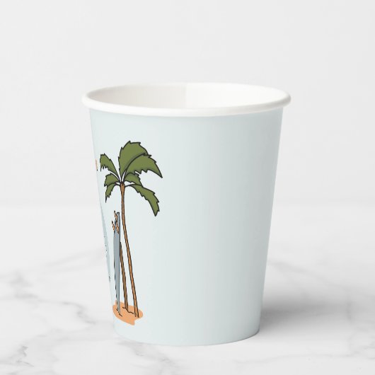 Surf Omhoog Ocean Wave Verjaardagspapier Cups Papieren Bekers (Links)