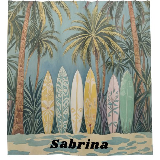 Surf omhoog, pastelstijl gepersonaliseerd douchegordijn (Voorkant)