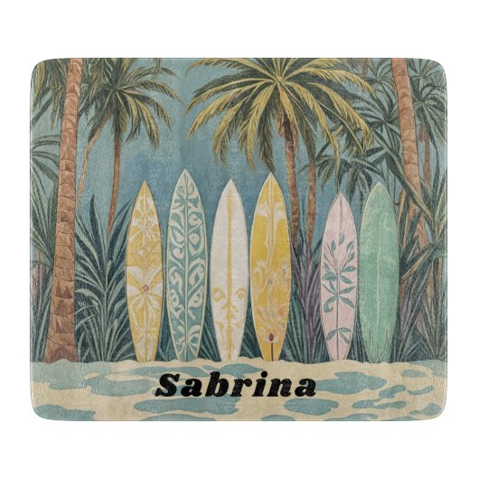 Surf omhoog, pastelstijl gepersonaliseerd snijplank (Voorkant)