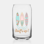 Surf omhoog! Tropisch strand Zomer Surfen Blikvorm Glas (Voorkant)