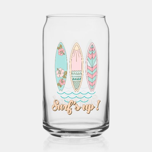 Surf omhoog! Tropisch strand Zomer Surfen Blikvorm Glas (Achterkant)