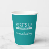 Surf Omhoog Zomer Strand Party Paper Cup Papieren Bekers (Achterkant)