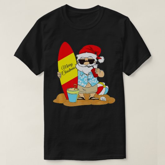 Surf op het strand Santa Hawaiian Kersti T-shirt (Design voorkant)