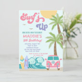 Surf op Surf Beach girl Uitnodiging (Staand voorkant)