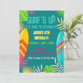 Surf op verjaardagsuitnodiging kaart (Staand voorkant)