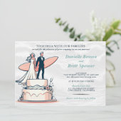 Surf paar bruiloft uitnodiging (Staand voorkant)