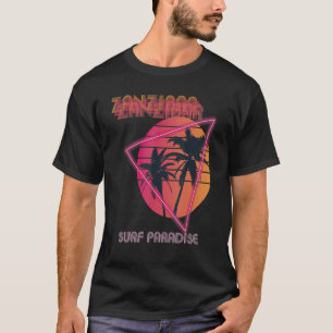 Surf Paradise Zanzibar Retro Beach Palm tree Vacat T-shirt