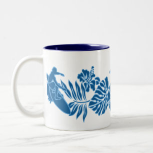 Surf Pareau Hawaiian Hibiscus Band Tweekleurige Koffiemok