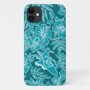Surf Pareau Hawaiian Hibiscus Surfing Blauwgroen iPhone 11 Hoesje