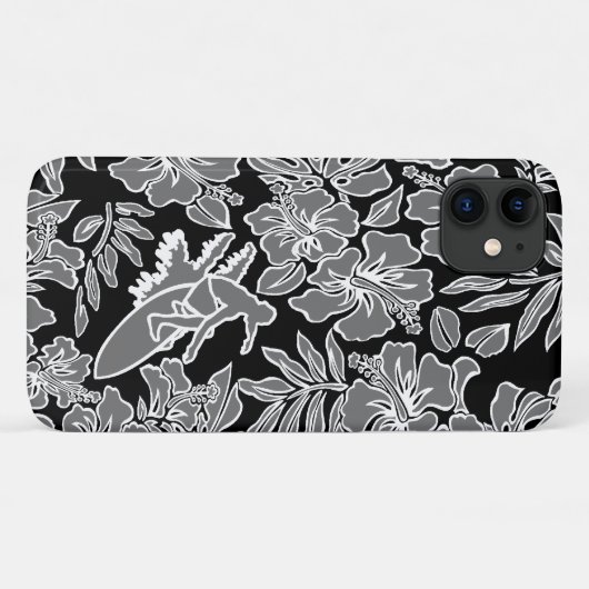 Surf Pareau Hawaiian Hibiscus Surfing Grey Case-Mate iPhone Case (Achterkant (horizontaal))