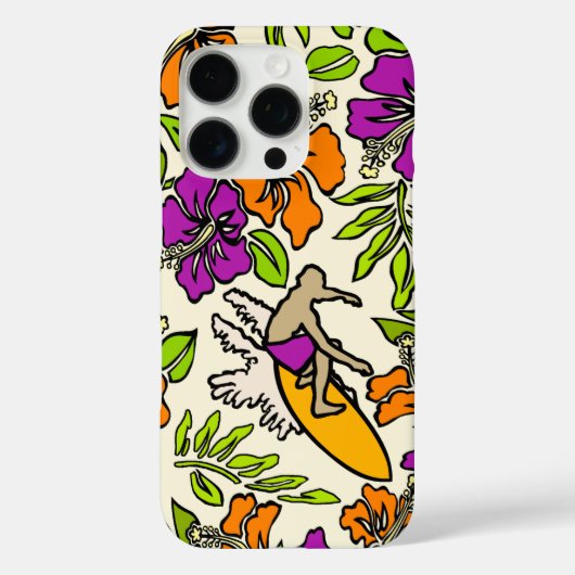 Surf Pareau Hawaiian Hibiscus Surfing Violet Case-Mate iPhone Case (Achterkant)
