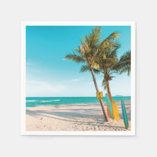 Surf planken op strandwerend kussen servet