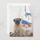 Surf Pug Briefkaart (Voorkant / Achterkant)