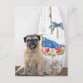 Surf Pug Briefkaart (Voorkant)