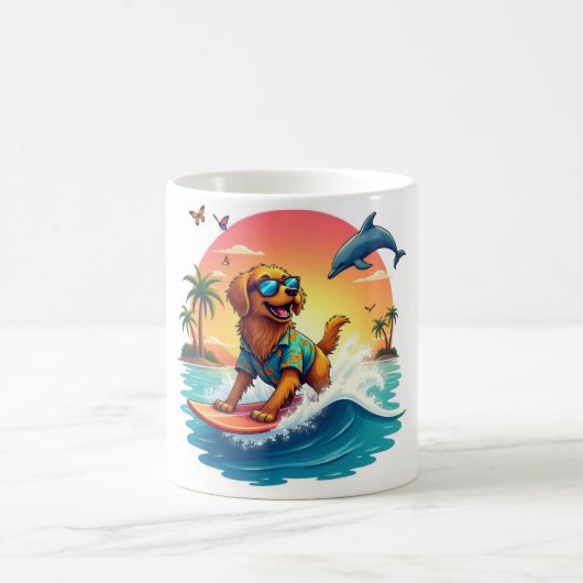 Surf Pup 🏄‍♂️ Golden Retriever Beach Mug (Centre)