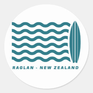 Surf Raglan Nieuw-Zeeland Ronde Sticker