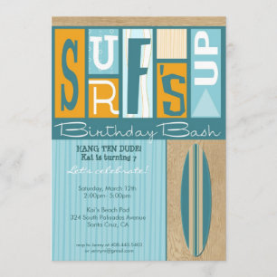 Surf  Rendez-vous Rétro Anniversaire Invitation