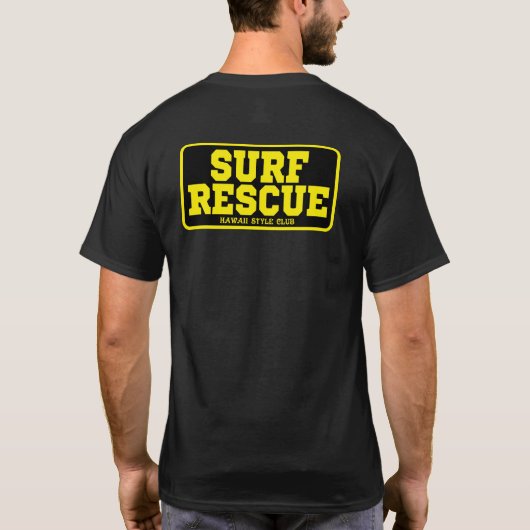 SURF RESCUE BLK  back print T-shirt (Achterkant)