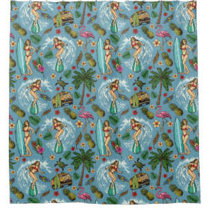 Surf / Retro van Douche rideau