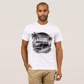Surf rétro Van & Palm Trees Design T-Shirt (Devant entier)