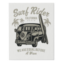 Surf Rider California Beach Wrapped Canvas