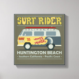 Surf Rider Huntington Beach Poster Canvas Afdruk