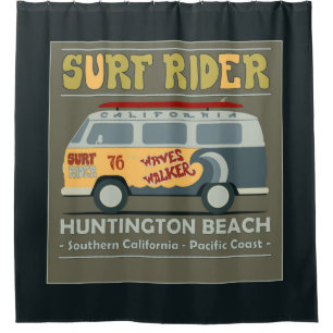 Surf Rider Huntington Beach Poster Douchegordijn