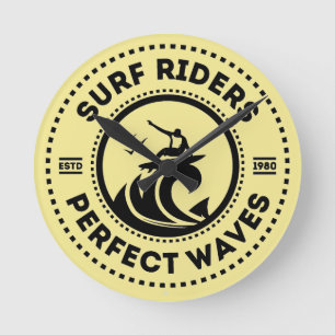 Surf Ruiters Retro Badge wandklok Ronde Klok
