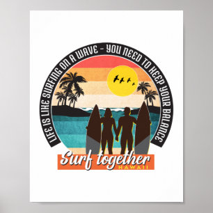 Surf samen - Houd uw balans Poster