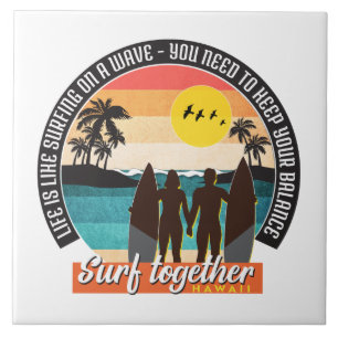 Surf samen - Houd uw balans Tegeltje