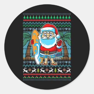 Surf Santa Claus Surfer Hawaiaanse Kerstmis Mama P Ronde Sticker
