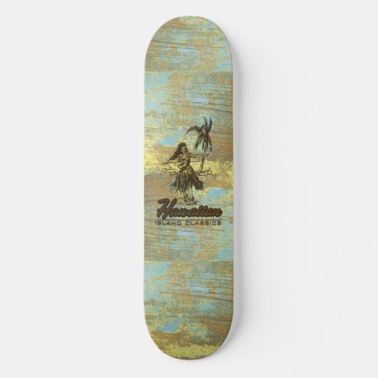 Surf Shack Hawaiian Faux Wood Skateboard (Voorkant)