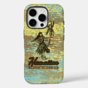 Surf Shack Hawaiian Faux Wood Surfboard Geel iPhone 16 Pro Hoesje