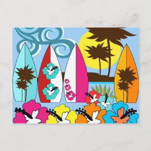 Surf Shop Surfred Ocean Beach Surfboards Palm Tree Briefkaart