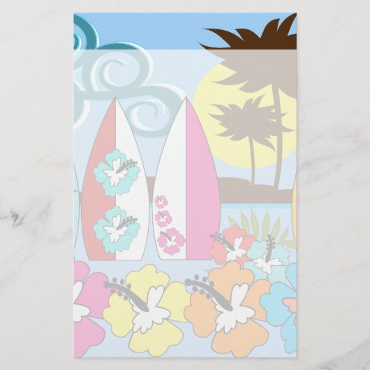 Surf Shop Surfred Ocean Beach Surfboards Palm Tree Briefpapier (Voorkant)