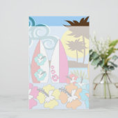 Surf Shop Surfred Ocean Beach Surfboards Palm Tree Briefpapier (Staand voorkant)