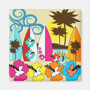 Surf Shop Surfred Ocean Beach Surfboards Palm Tree Magneet