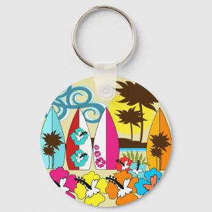 Surf Shop Surfred Ocean Beach Surfboards Palm Tree Sleutelhanger