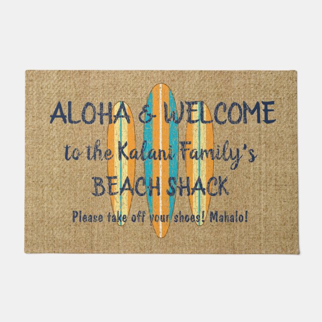 Surf Sign Customize Monogram Hawaiian Aloha Deurmat (Voorkant)